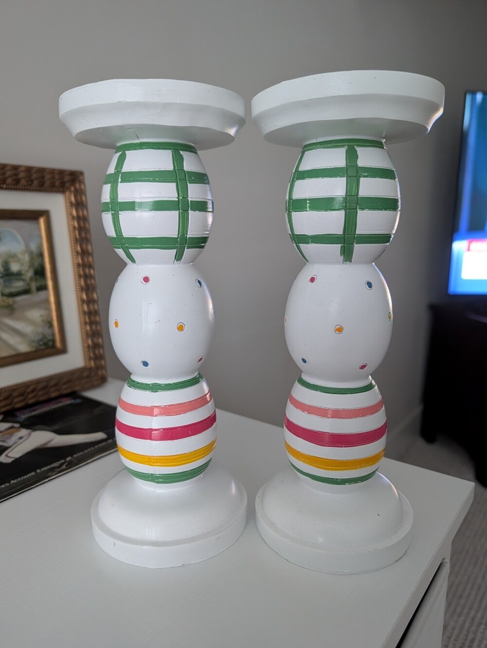 White Multi-Color Decorative Candle Holders by